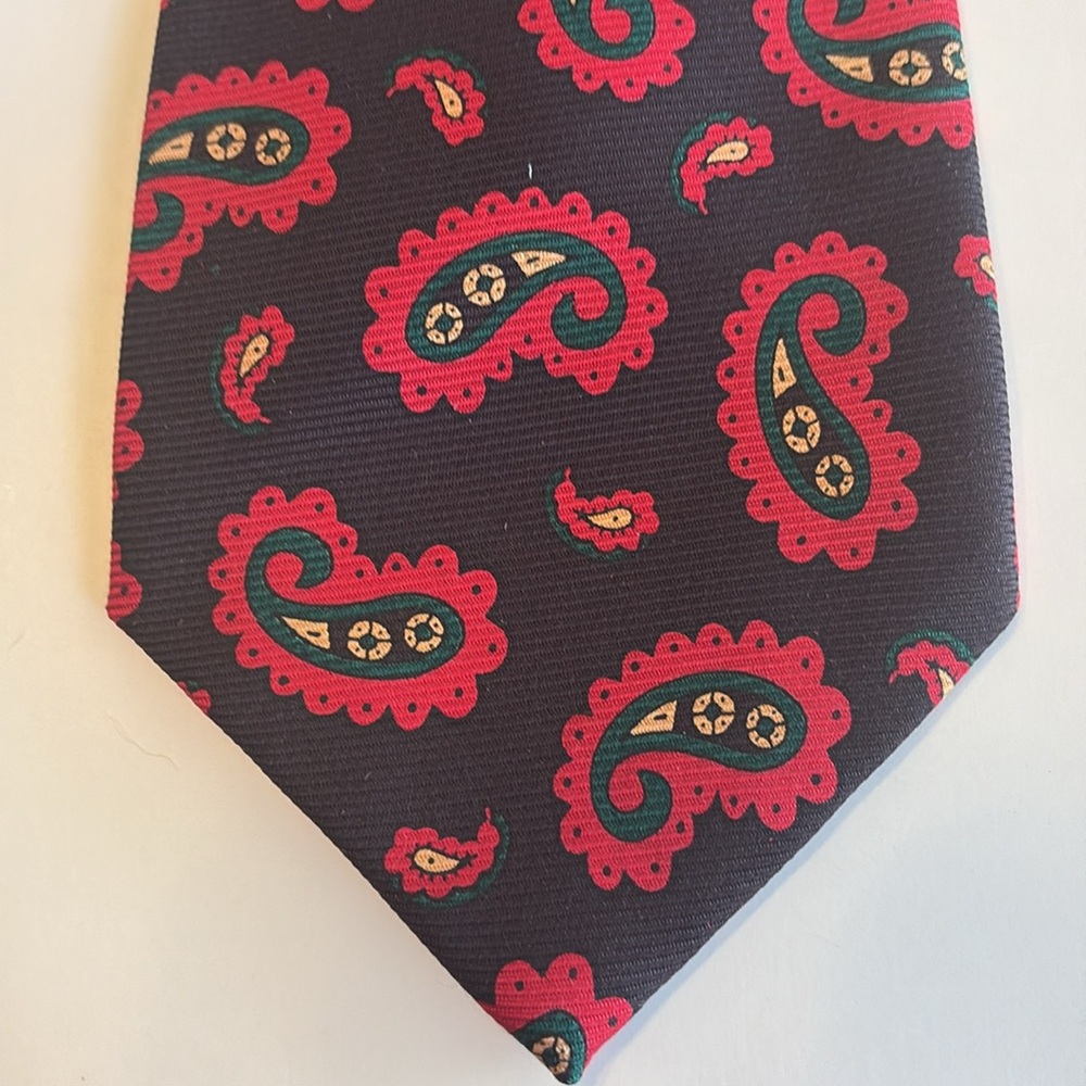 POLO by Ralph Lauren Blue, Red, Yellow & Green Paisley Print Silk Tie